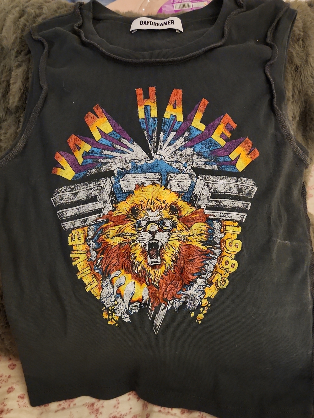 Daydreamer Black Tank with Multicolor Van Halen Lion Graphic